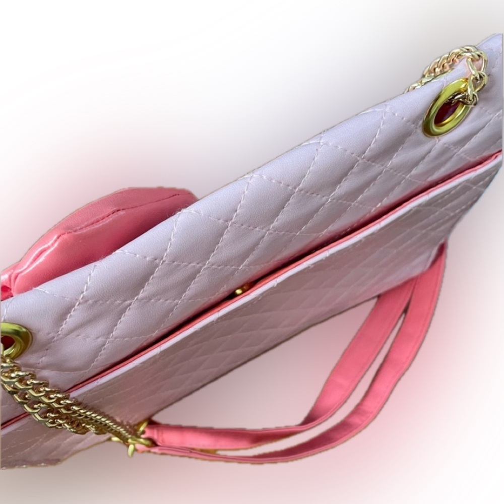 Signature Hello Kitty Pink Quilted Bag with Salmon Pink Bow and Shoulder Strap - Picture 7 of 10